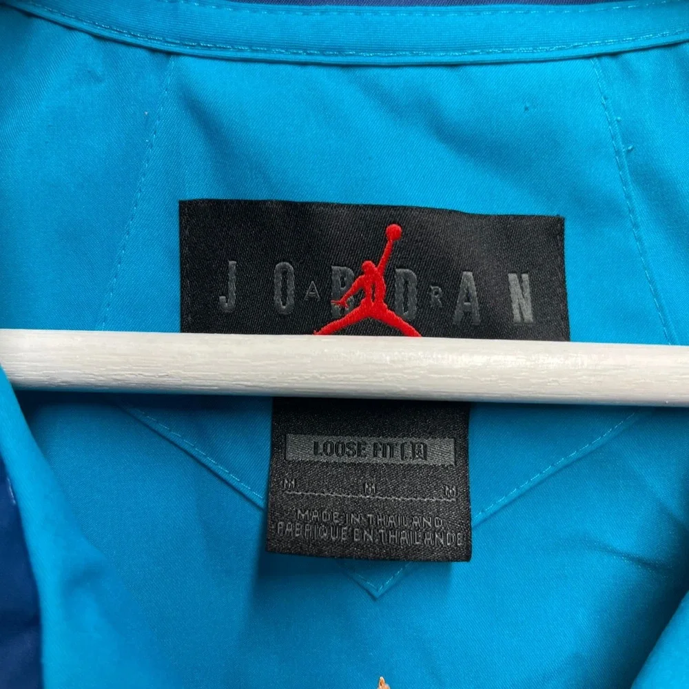 Jordan Flight Club Mens Teal Blue Short Sleeve Bowling Shirt DZ3340-483 Size M